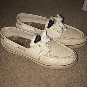 Sperry Top-Sider Cream/Off white glitter Boat Shoe